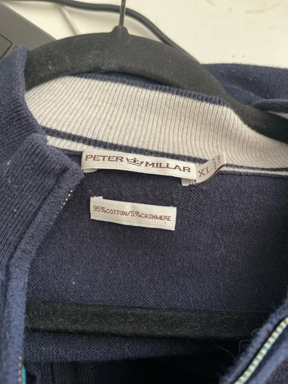 Peter Millar 1/4 Zip Pullover Sweater Cotton-Cashmere Blue